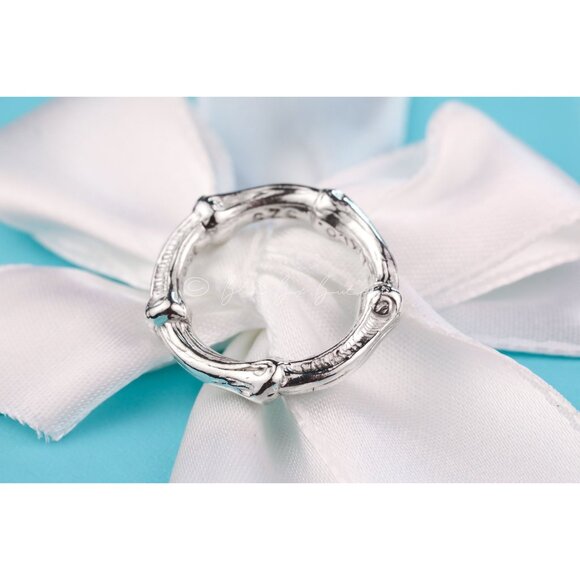 Tiffany & Co. Ring Vintage Bamboo Bone Band Pinky Ring Size 3.5 - Picture 5 of 8